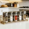 Visible glass barbecue seasoning jar, stainless steel sprinkling bottle, condiment jar, chili and pepper sprinkling jar, seasoning bottle Specification image